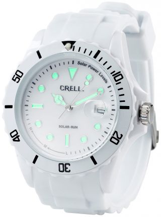 Crell Solar - Betriebene Quarz - Uhr Mit Silikonarmband,  Strahlend - Weiß Bild