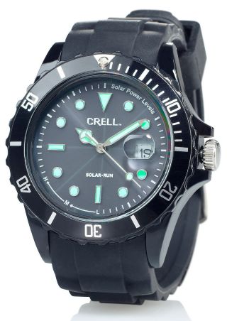 Crell Solar - Betriebene Quarz - Uhr Mit Silikonarmband,  Schwarz Bild