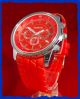 Neue Quarz Armbanduhr In Trendigem Rot/chrom Wunderschön Armbanduhren Bild 3