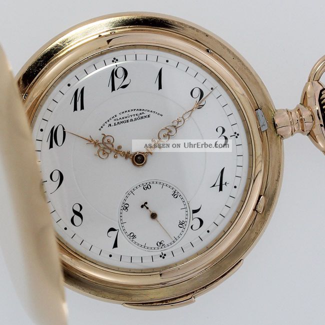 A.  Lange & SÖhne GlashÜtte Viertel - Repetition Savonette Taschenuhr Gold Mit Box Armbanduhren Bild