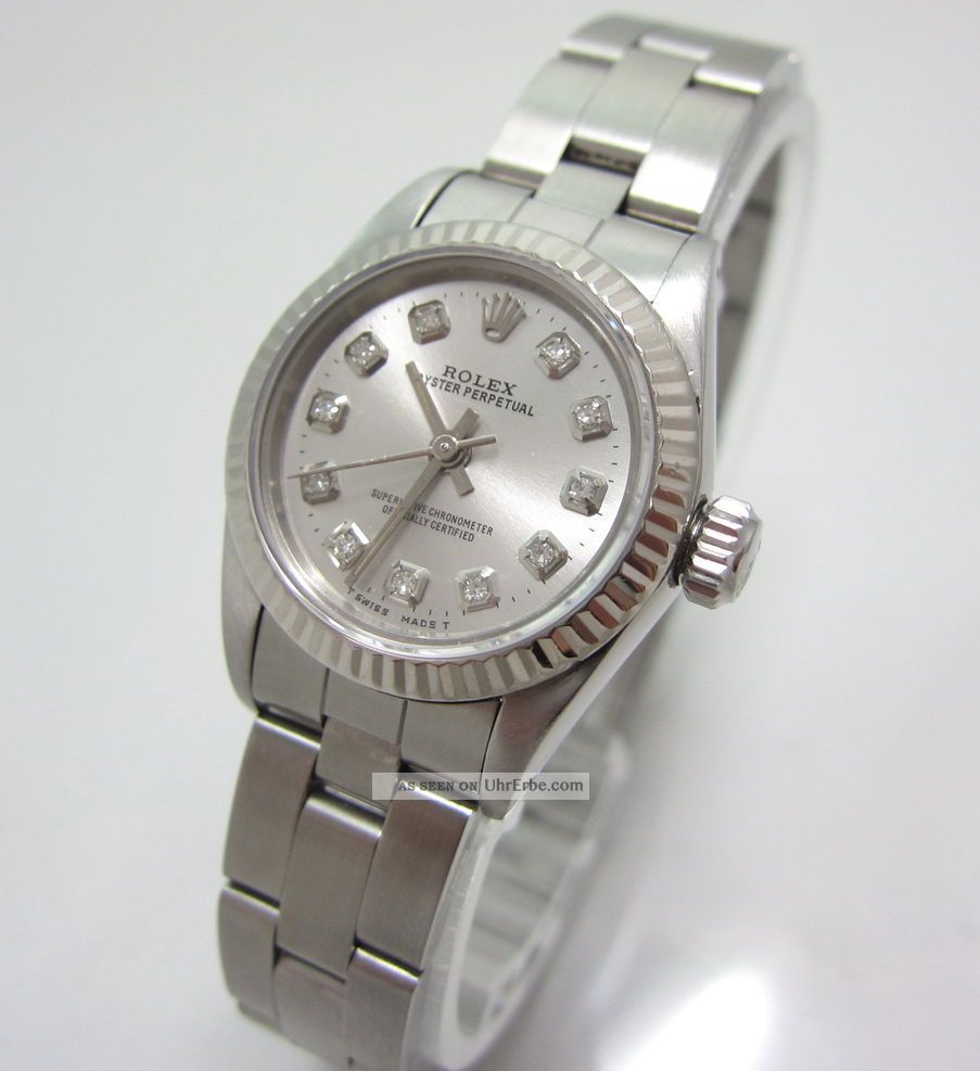 Rolex Oyster Perpetual Lady Stahl /weissgold Box U.  Papiere Diamantzifferblatt Armbanduhren Bild