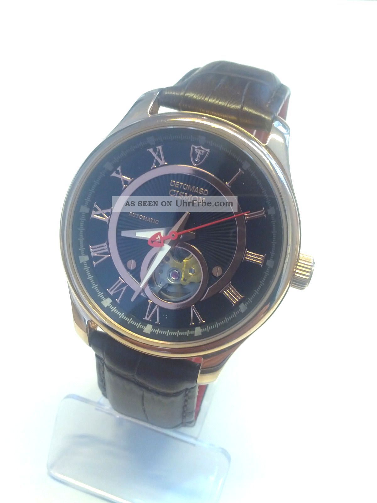 Detomaso Herren Armbanduhr Xl Cismon Automatik Analog Leder Braun Armbanduhren Bild