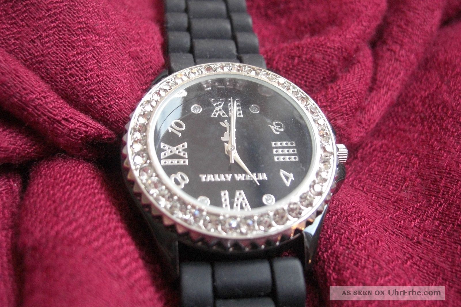Armbanduhr Damen Uhr Schwarz Mit Glitzersteinen Wie Armbanduhren Bild