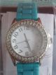 Damenuhr Armbanduhr Kunststoff Plastik Armband Uhr TÜrkis - Silber - Weiss Armbanduhren Bild 1