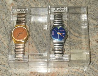 2 X Swatch Uhren Gk127 Copper Dusk,  Gy104 Coldsteel Mit Verpackung Ex Sammlung Bild