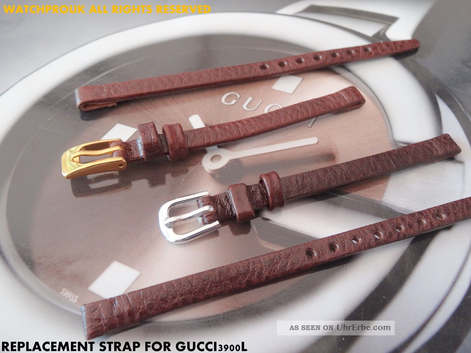 Qualität Lederbänder Für Ihre Gucci 3900l S - Stahl @ Gp Schnalle Schwarz / Braun Armbanduhren Bild