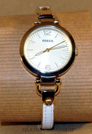 Fossil Es3260 Uhr Damenuhr Armbanduhr Georgia Edelstahl Gold Weiss Analog Bild
