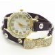 Damen Retro Leder Armbanduhr Bowknot Schmetterling Quartz Uhr Armreif Armband C5 Armbanduhren Bild 9