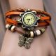 Damen Retro Leder Armbanduhr Bowknot Schmetterling Quartz Uhr Armreif Armband C5 Armbanduhren Bild 2