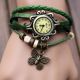 Damen Retro Leder Armbanduhr Bowknot Schmetterling Quartz Uhr Armreif Armband C5 Armbanduhren Bild 3