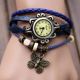 Damen Retro Leder Armbanduhr Bowknot Schmetterling Quartz Uhr Armreif Armband C5 Armbanduhren Bild 5