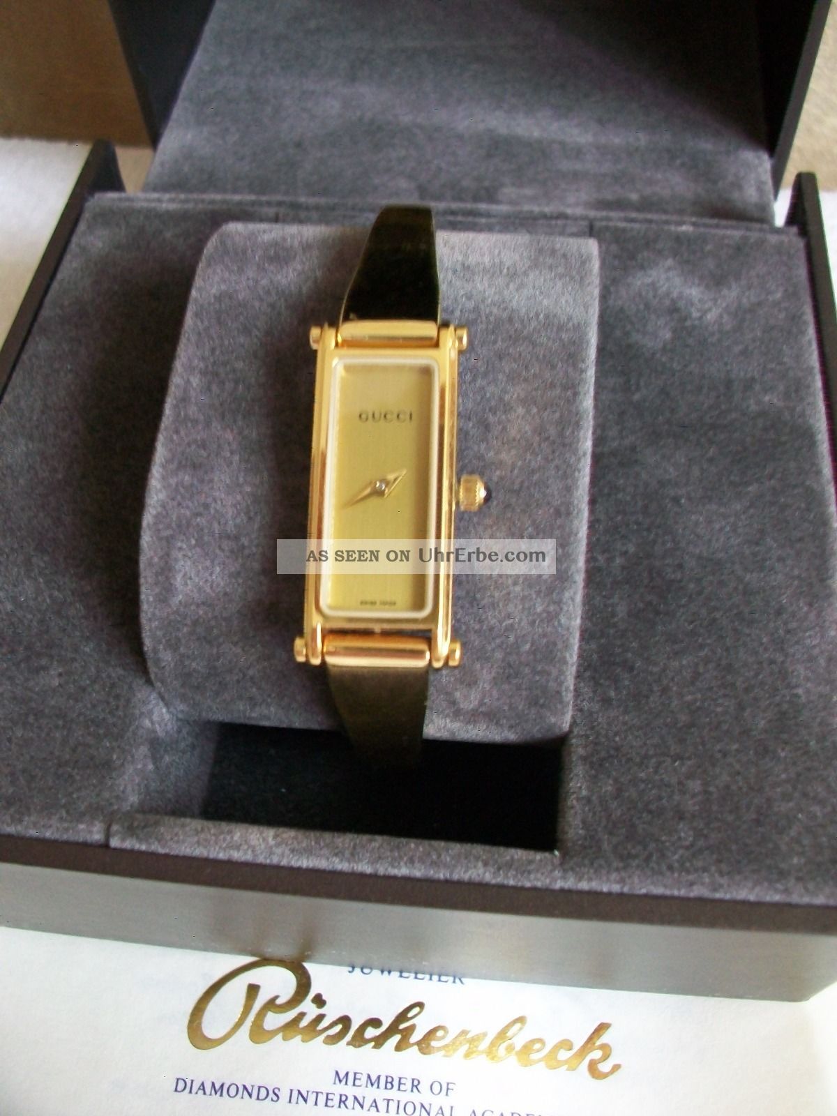Gucci Damenuhr Spangenuhr Gold Analog Modell 1500 Neuwertig Armbanduhren Bild