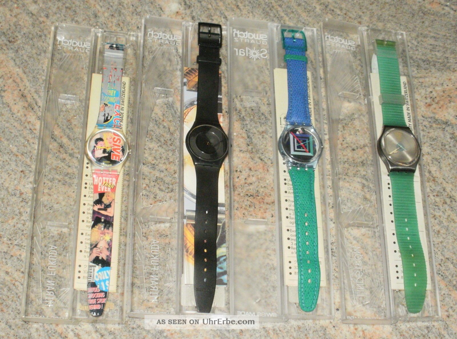 Swatch 4 X Uhren: Gk258,  Sfb100,  Gn402,  Gx109 Mit Verpackung Ex Sammlung Armbanduhren Bild
