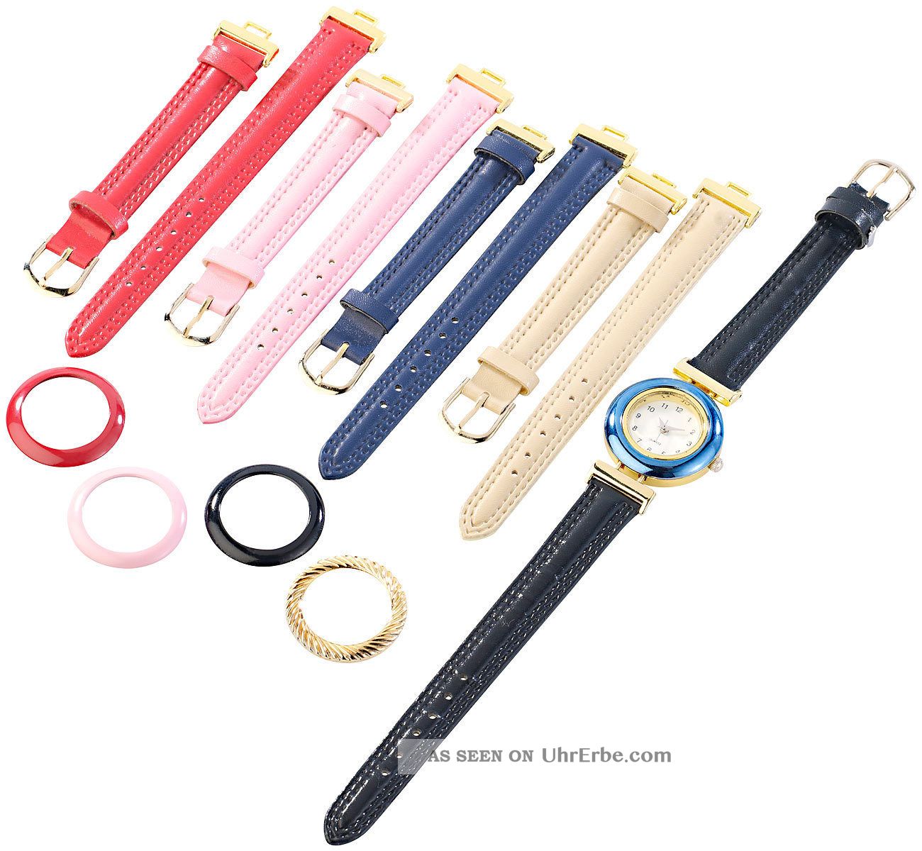 Damenuhr Mit 5 Farbigen Wechsel - Armbändern Armbanduhren Bild