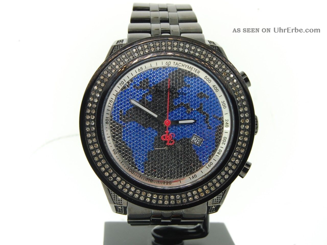 Herren Joe Rodeo/jojino/jojo Schwarz Platin Diamant Uhr Blauen Weltkarte 1,  75ct Armbanduhren Bild