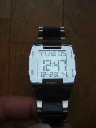 Fossil Digital Uhr Mit Edelstahl Ledermix Armband (ein Hingucker) Bild