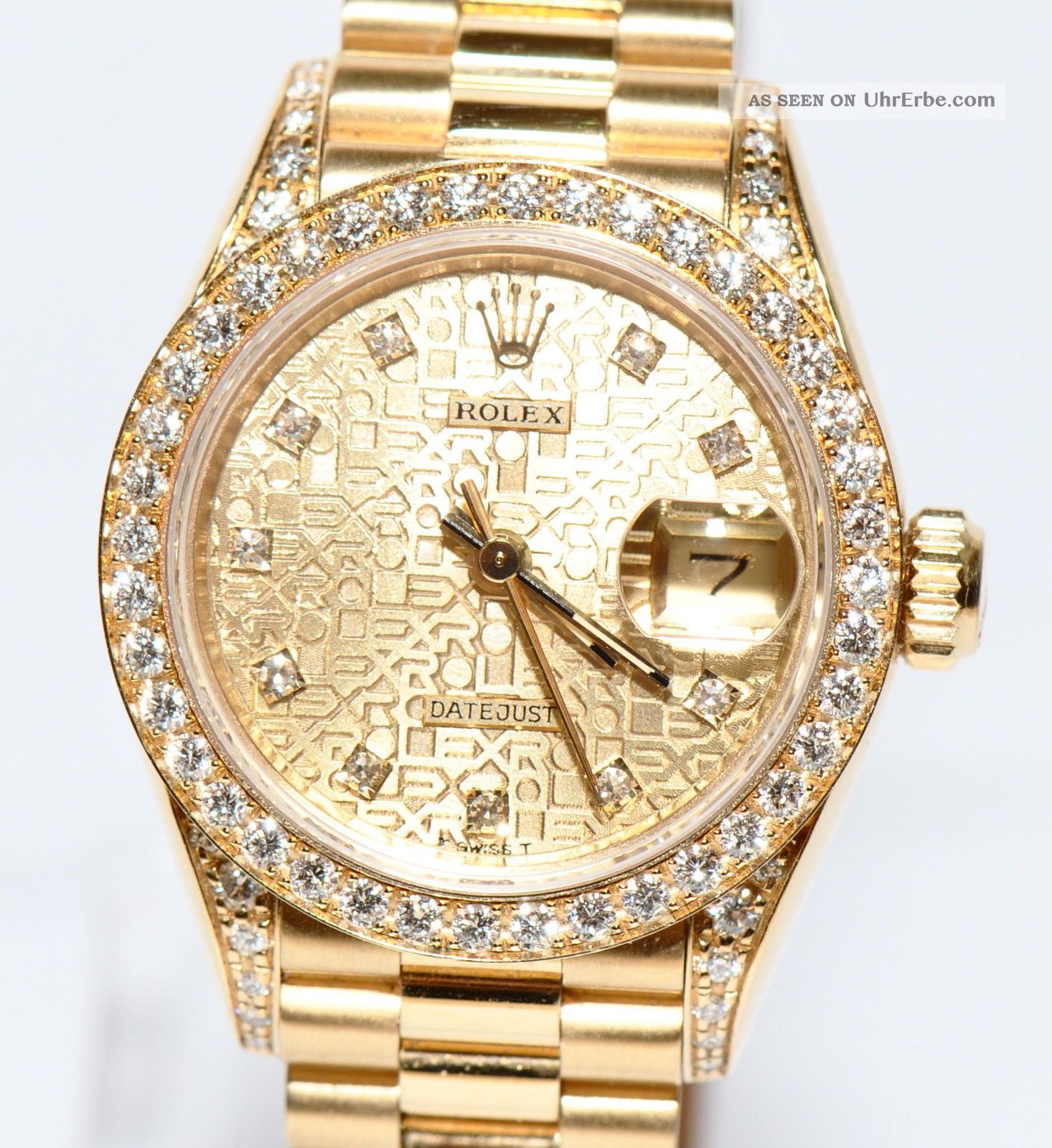 Rolex Datejust 18kt Gold Diamant Zifferblatt 69158 Papiere Box 1991 Armbanduhren Bild