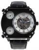 Exklusive Automatik Uhr Triple Temps Mit Lederarmband Schwarz Chrono Skelett Sil Armbanduhren Bild 1