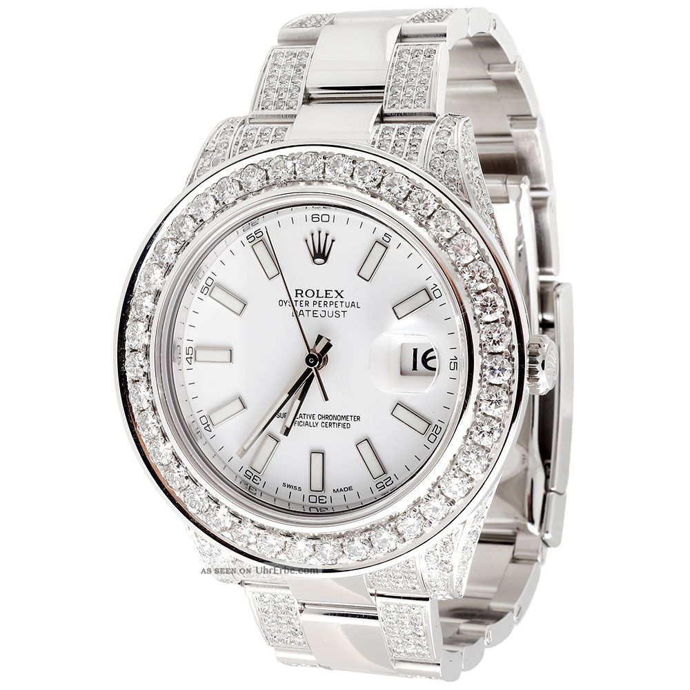 Rolex Datejust Ii Armbanduhr Herren 2 Diamanten Weiß Edelstahl 9 06 Ct 45mm Uhr