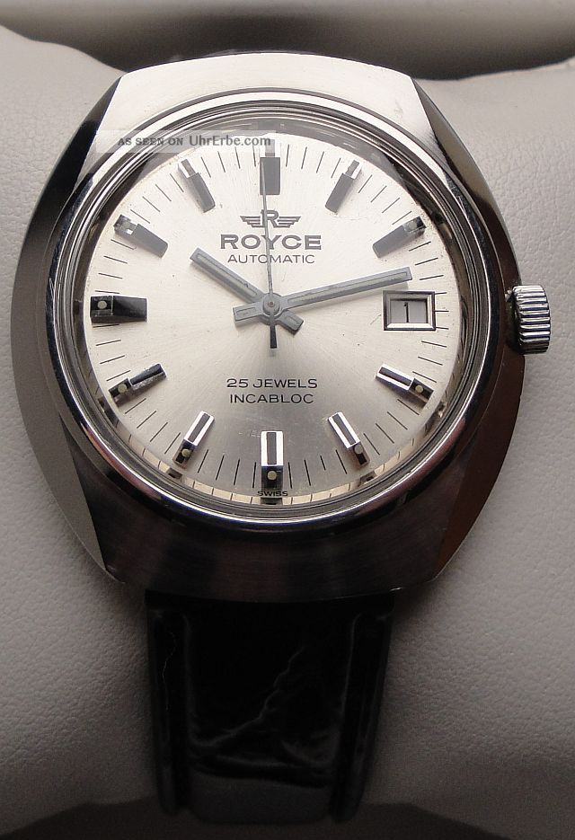 Vintage Armbanduhr Automatic Royce Of Switzerland - In Edelstahl – Cal.  As 2063 Armbanduhren Bild