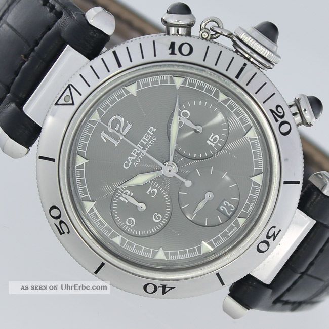 Cartier Pasha Chronograph Automatik Sichtboden Papiere Uhr Armbanduhren Bild