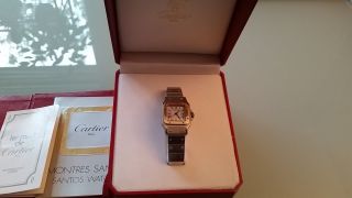Cartier Santos Damen Uhr Automatik Stahl Gold,  Box Bild