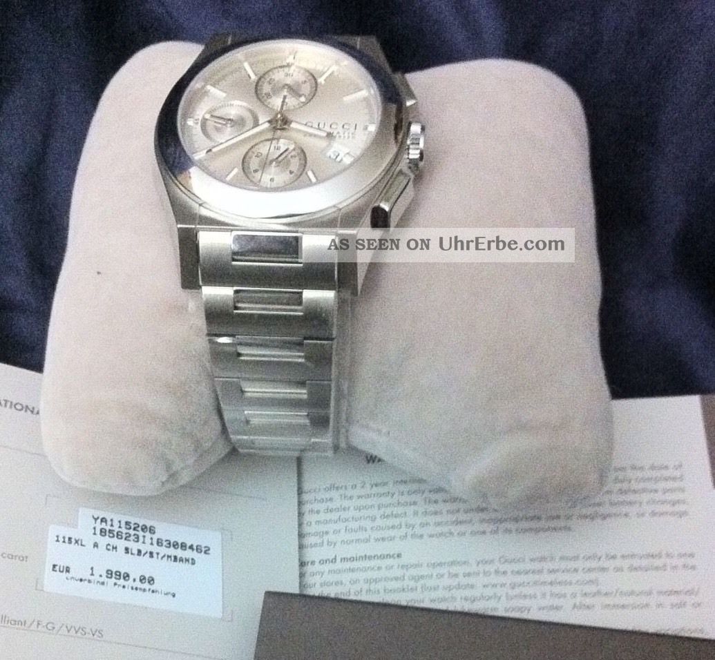 Gucci Pantheon Xl Automatik Chronograph Edelstahl Herren - Armbanduhr Ya115206 Armbanduhren Bild