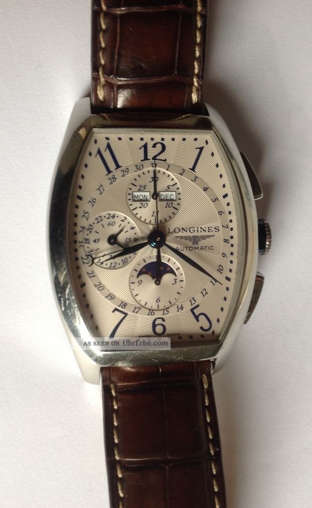 Longines Evidenza Chronograph Mit Vollkalender In Edelstahl Sehr Groß Armbanduhren Bild