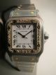 Cartier,  Santos De Cartier,  Edelstahl,  18k,  750 Gelbgold,  Diamanten - Lunette. Armbanduhren Bild 5