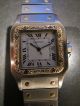 Cartier,  Santos De Cartier,  Edelstahl,  18k,  750 Gelbgold,  Diamanten - Lunette. Armbanduhren Bild 8
