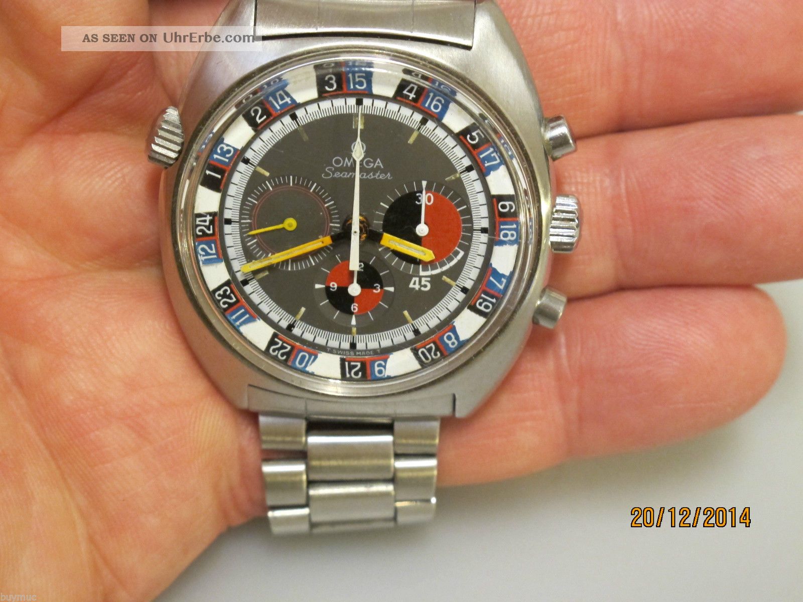 Selten Vintage Omega Seamaster Soccer Time Roulette Uhr In Stahl 40mm Uhrmacher Armbanduhren Bild