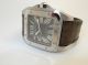 Cartier Santos 100 Automatik Uhr,  Edelstahl - Leder,  Grosses Modell Ref : W20134x Armbanduhren Bild 3
