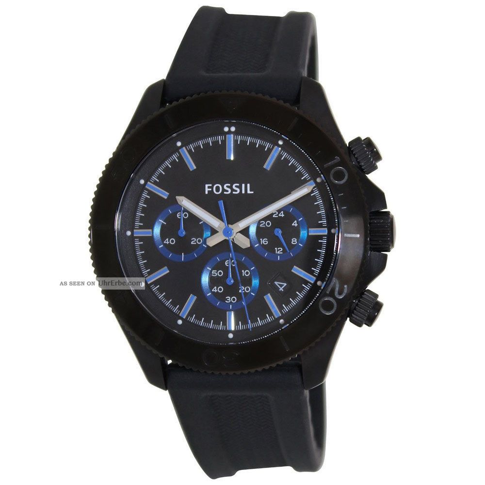 Herren Armbanduhr Fossil Ch2875 Retro Traveler Schwarzes Zblatt Stoppuhr Silikon Armbanduhren Bild