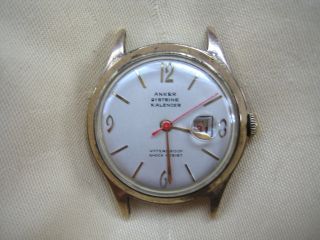 Vintage Watch Anker Kalender 21 Jewels Lupenglas Mechanisch Handaufzug Bild