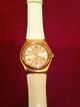 Swatch Irony Gold Mit Weißem Lederband,  Ungetragen Aus Sammlung,  Edel Armbanduhren Bild 2