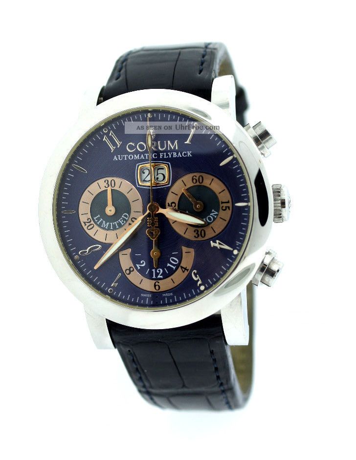 Armbanduhr Corum Limitierte Ausgabe Chronometer Schweiz Flyback Automatik Leder Armbanduhren Bild