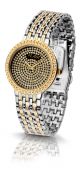 Edle Damenuhr Armbanduhr Gold Silber Bicolor Flair Strass Top Mode Trend Uhr Armbanduhren Bild 3