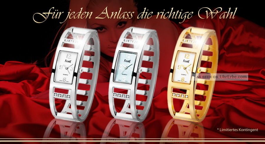 Spangenuhr Damenuhr Fame Armbanduhr Silber Gold Stahl Strass Spangetrend Uhr Top Armbanduhren Bild
