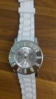 Damen - Uhr Made With Swarovski® Elements,  Weiß,  Silikonarmband,  Ziffernblatt Weiß Armbanduhren Bild 1