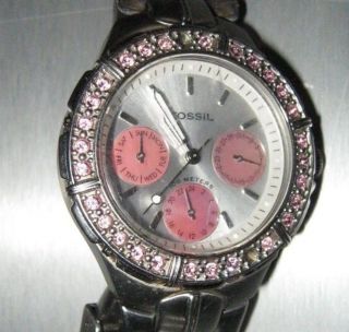 Fossil Dress Armbanduhr Für Damen (bq9229) Taucher Optik Strass Rosa Bild