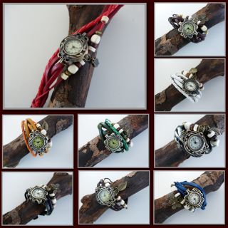 Wickeluhr Damenarmbanduhr Vintage Uhr Armbanduhr Damenuhr Lederarmband Bild