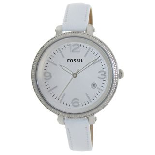 Damen Armbanduhr - Fossil Es3276 - Heidesilber Z - Blatt,  Weißes Lederband,  Quartz Bild