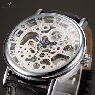 Kronen&söhne Herrenuhr Automatikuhr Leder Armband Uhr Skelettuhr 2 Modelle U Bild