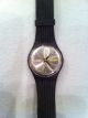 Swatch - Uhr Unisex Schwarzes Lederarmband Armbanduhren Bild 1