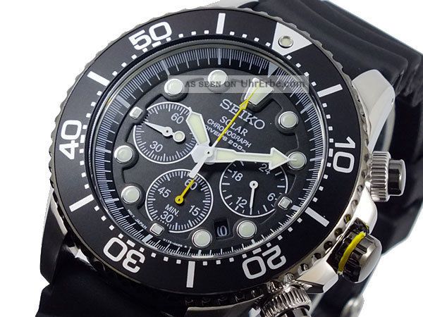 Nagelneu Seiko Ssc021p1 Solar Divers 200m Cronograph - Armbanduhr Kautschuk Armbanduhren Bild