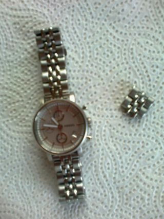 Fossil Es2198 Ladies Dress Damenuhr Silber Chronograph Bild