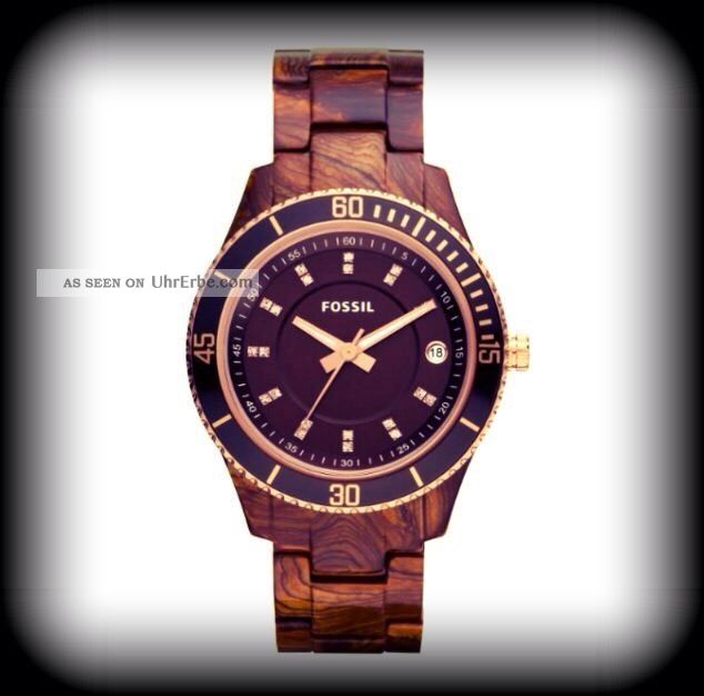 Fossil Damen Uhr Es3092 Stella Kunstoff Zirkonia Braun Armbanduhren Bild