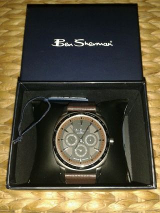 Ben Sherman Uhr Armbanduhr Leder Braun In Ovp Passend Zu Polo,  Hemd Etc. Bild