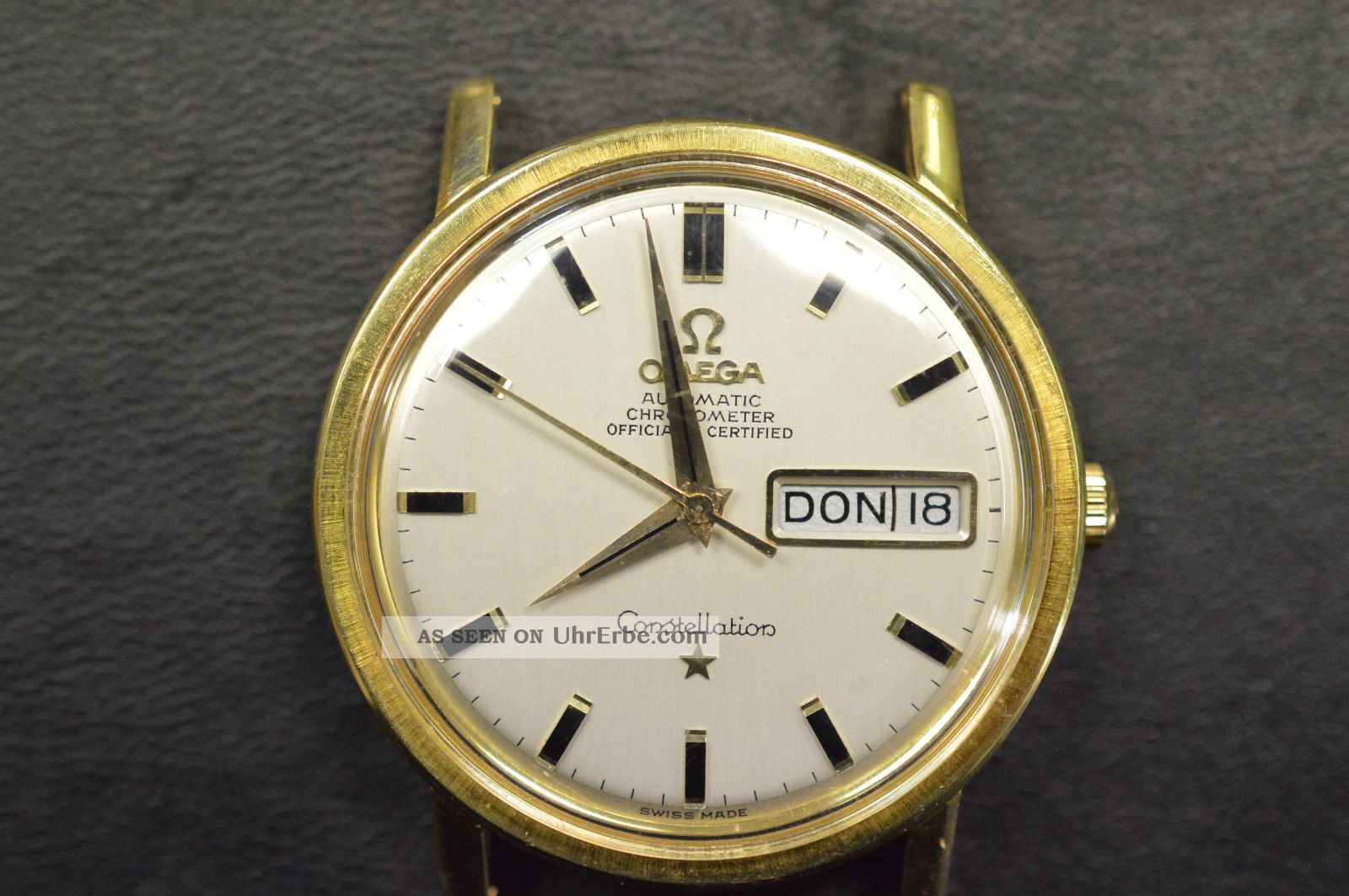 Omega Constellation Vintage Automatik Day Date 18k Gelbgold Kaliber 761 Armbanduhren Bild