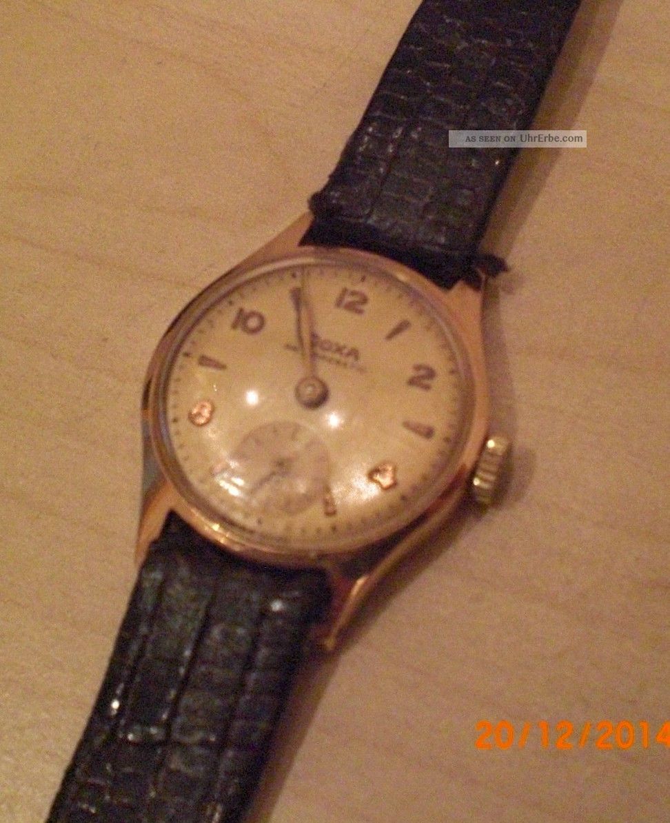Doxa 14 Karat Gold Rotgold Mechanische Damen Uhr Armbanduhren Bild